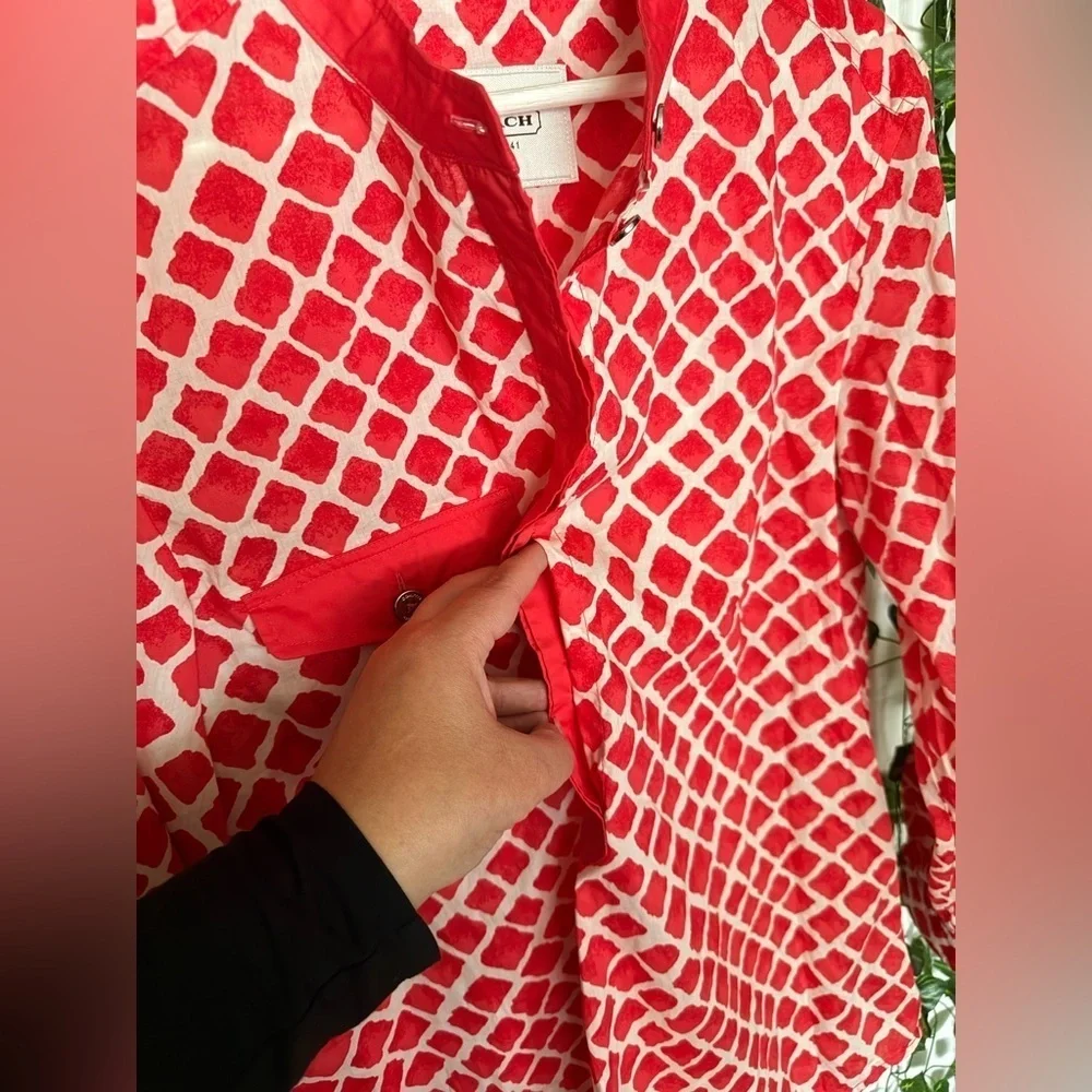 Coach Red and White Patterned Blouse